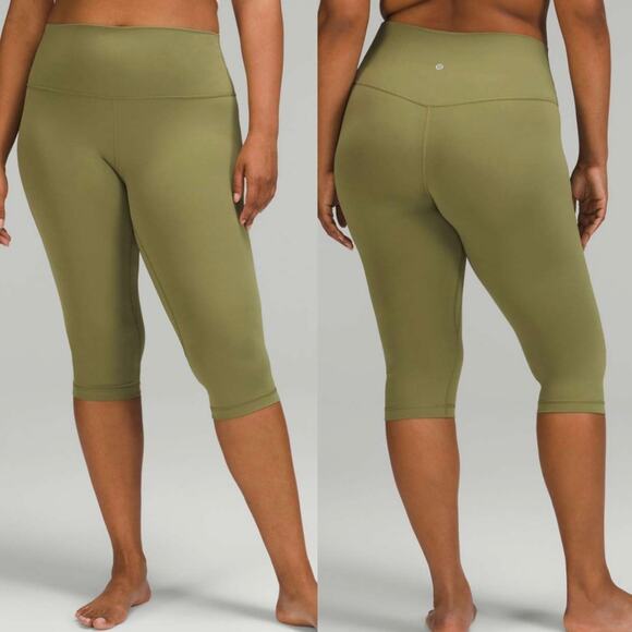 Lululemon Align High-Rise Crop Capri Leggings 17" In Bronze Green Plus Size 20 - Picture 1 of 12